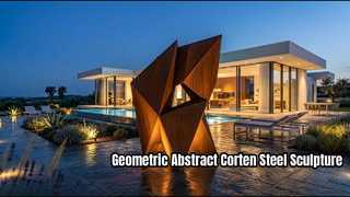 Monolit — Patung Baja Corten Abstrak Geometris