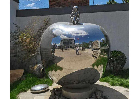 Harga yang bagus Desain Seni Luar Patung Taman Logam Abstrak Patung Buah Apel Stainless Steel on line