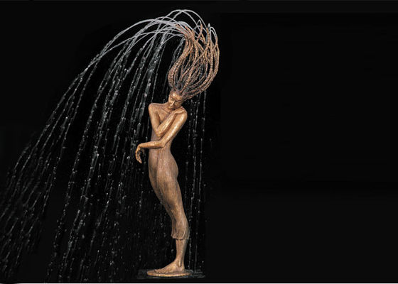 Harga yang bagus Dekorasi Taman Luar Ruangan Perunggu Wanita Air Mancur Tinggi 250cm on line