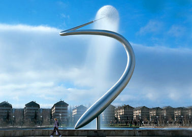 Harga yang bagus Air Logam Abstrak Memiliki Air Mancur, Tambak Tambak Stainless Steel Untuk Plaza on line