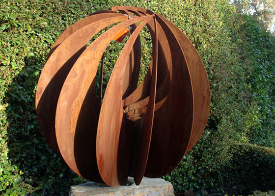 Harga yang bagus Corten Steel Hollow terbuka Metal Sphere Sculpture Berbagai Ukuran Tersedia on line