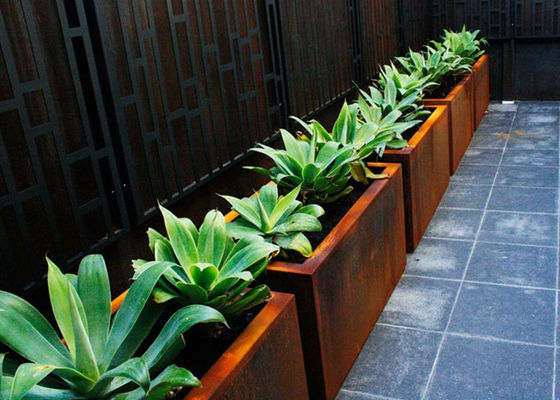 Harga yang bagus Pekebun Logam Persegi Disesuaikan Outdoor Corten A Bahan 50cm Tinggi on line
