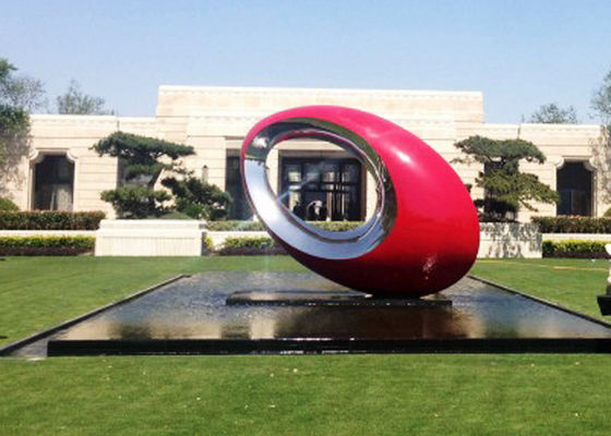 Harga yang bagus Patung Logam Merah Dicat Oval Besar Sphere Outdoor Garden Modern Seni Patung on line