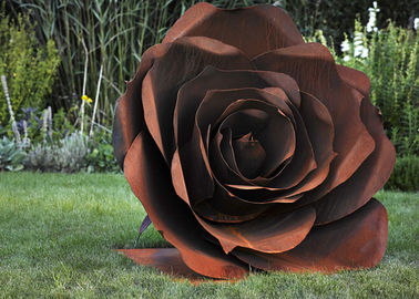 Harga yang bagus Rose Flower Corten Steel Sculpture, Patung Taman Logam Berkarat on line