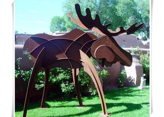 Harga yang bagus Hewan Corten Steel Moose Statue, Gaya Abstrak Rusted Steel Garden Art on line