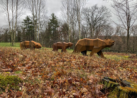 Harga yang bagus Dekorasi Luar Ruas Baja Berkarat Geometri Family Bear Sculpture on line