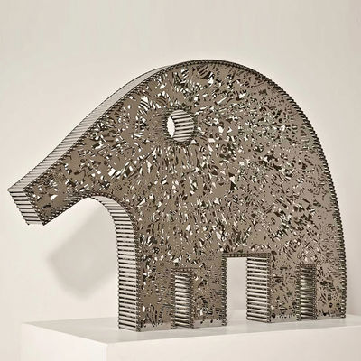 Harga yang bagus Patung Gajah Bunga Logam ️ Seni Hewan Abstrak Baja Rinsing untuk Ruang Dalam / Luar on line