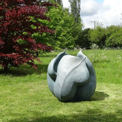 Harga yang bagus Kelasik Dekoratif Taman Besar Logam Perunggu Landscape Sculpture Bunga Kuning on line