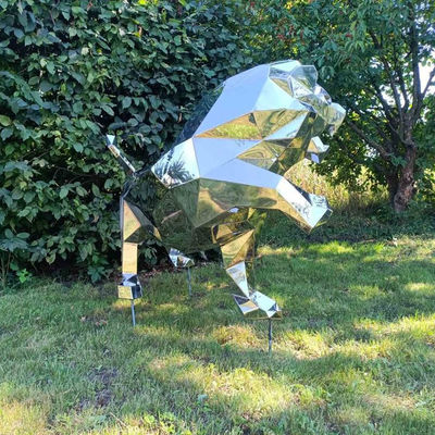 Harga yang bagus Taman Lanskap Cermin Hewan Baja Berkualitas Besar Patung Singa Luar Ruangan on line