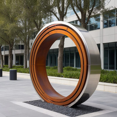 Harga yang bagus Dekorasi Korosi Alam Besi dan Stainless Steel Lingkaran Patung on line