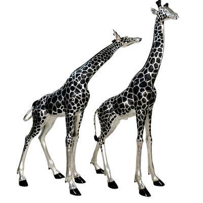 Harga yang bagus Giraffe Sculpture Matte Stainless Steel Pair Elegant Abstract Duo Untuk Kebun Modern on line