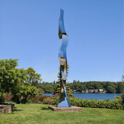 Custom Polished Modern Art Geometric Garden Stainless Steel Outdoor Sculpture