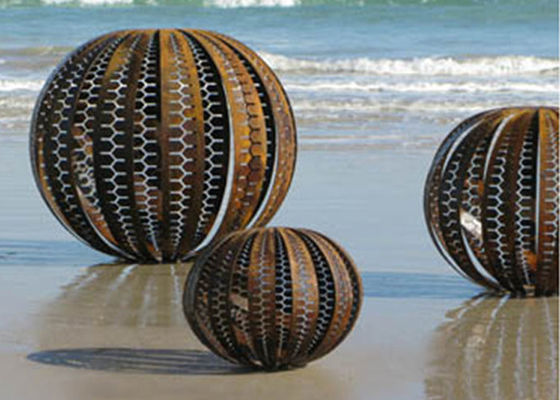 Harga yang bagus Balls Type Outdoor Corten Steel Garden Patung, Rusty Sphere Sculpture on line