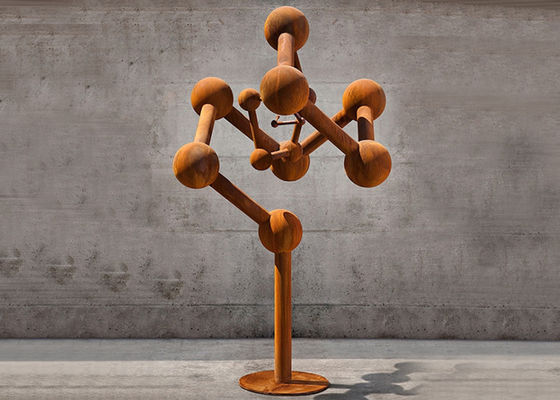 Harga yang bagus Patung Corten Steel Umum yang Cantik, Seni Taman Baja Berkarat Geometris on line