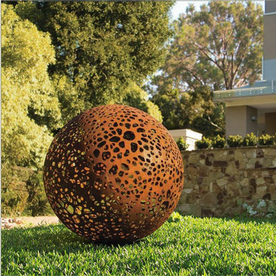 Harga yang bagus Large Garden Decorative Weathered Corten Steel Rusted Hollow Metal Sphere on line