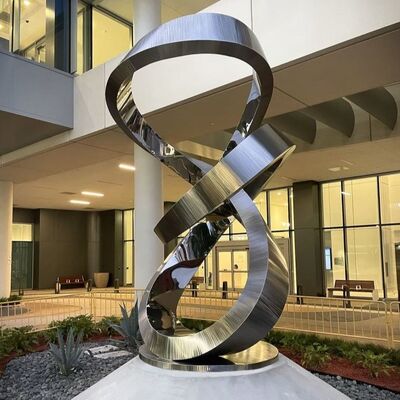 Harga yang bagus Ribbon Custom Landscape Modern Stainless Steel Statue Metal Sculpture for Home Decor Artwork on line