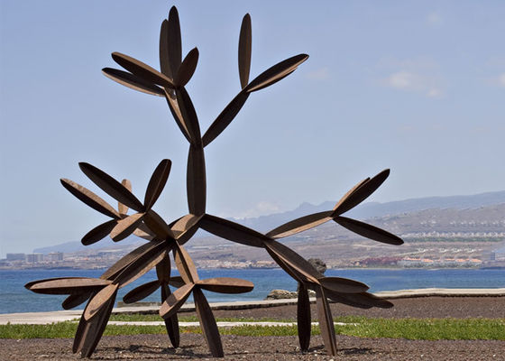 Harga yang bagus 2.5mm Tebal Pintu Masuk Sculture Di Corten Steel / 3D Menggambar Patung Logam Kustom on line