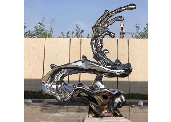 Harga yang bagus Karya seni modern yang unik dipoles Stainless Steel Sculpture, Metal Wave Sculpture on line