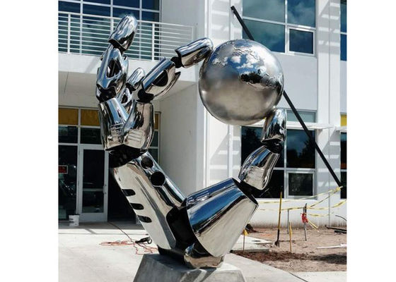 Harga yang bagus Patung Tangan Logam Khusus, Patung Taman Stainless Steel Luar Ruangan on line