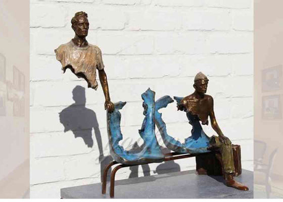 Harga yang bagus Life Size Casting Finish Traveler Bronze Statue Untuk Taman, Bruno Catalano Sculpture on line