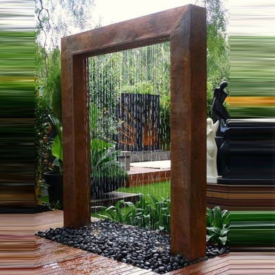 Harga yang bagus Dekorasi Taman Desain Gerbang Air Mancur Corten Steel Fitur Patung on line