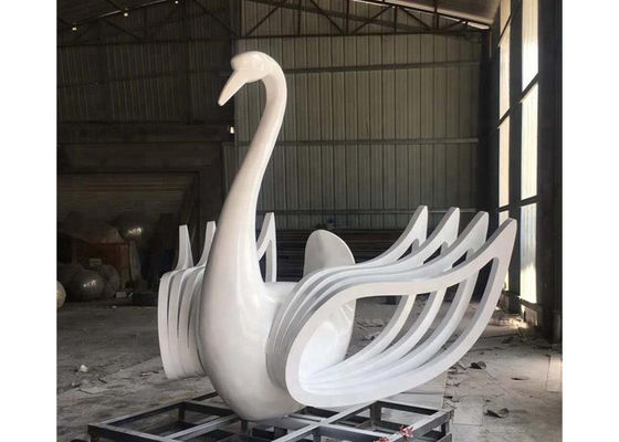 Harga yang bagus Ukuran Besar Indah Patung Stainless Steel Manusia Hidup Putih Swan Patung on line