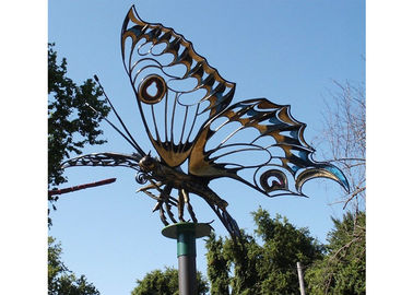 Harga yang bagus Raksasa Taman Serangga Luar Patung Logam Stainless Steel Butterfly Untuk Landscape on line