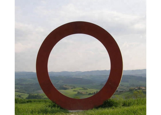 Harga yang bagus Seni Logam Kontemporer Corten Steel Ring Sculpture Teknik Tempa Dan Pengecoran on line