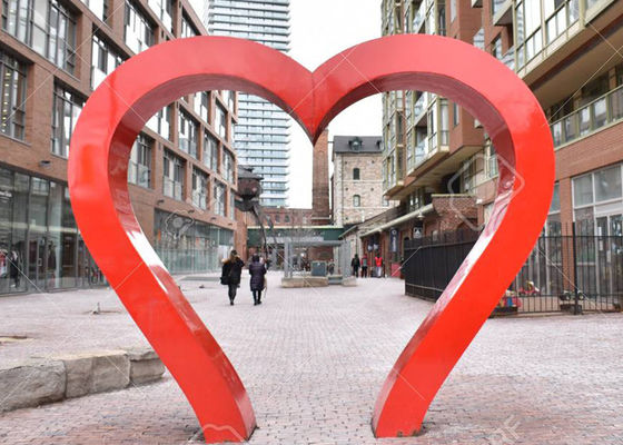 Harga yang bagus Dekorasi taman merah dicat hati pintu patung Stainless Steel on line