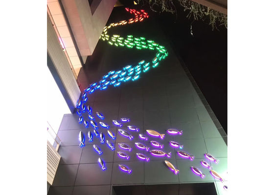 Harga yang bagus Patung Ikan Logam Lampu Hias Luar Ruangan Stainless Steel on line