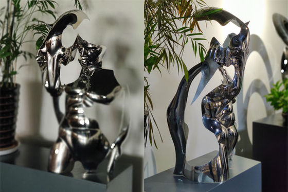 Harga yang bagus 100cm Tinggi Cermin Dipoles SS316 Patung Kepala Kuda Wajah Manusia on line