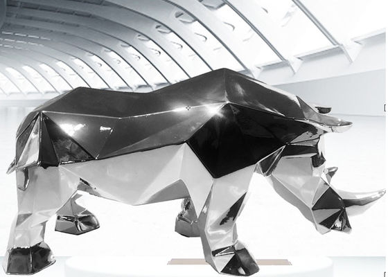 Harga yang bagus Patung Badak Stainless Steel Cermin Kustom Dipoles on line