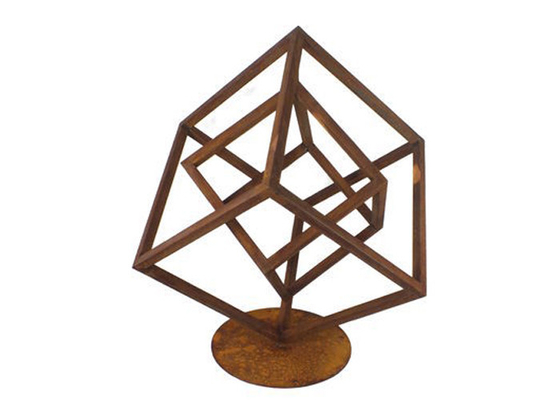 Harga yang bagus 200cm Tinggi Corten Steel Metal Geometric Sculpture Untuk Dekorasi Taman on line