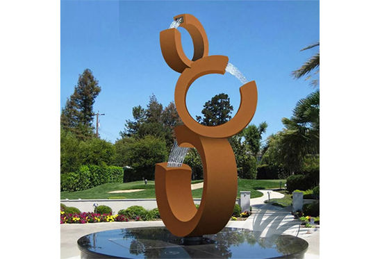 Harga yang bagus Outdoor Modern Garden Rusty Corten Steel Water Fountain 3C Desain on line