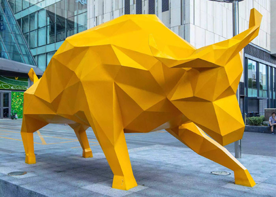 Casting Ukuran Hidup Dicat Banteng Outdoor Fiberglass Sculpture Dekorasi Publik