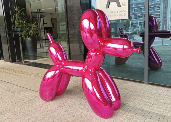 Harga yang bagus Seni Modern Hot Pink Balloon Dog Resin Patung Fiberglass Luar Ruangan on line