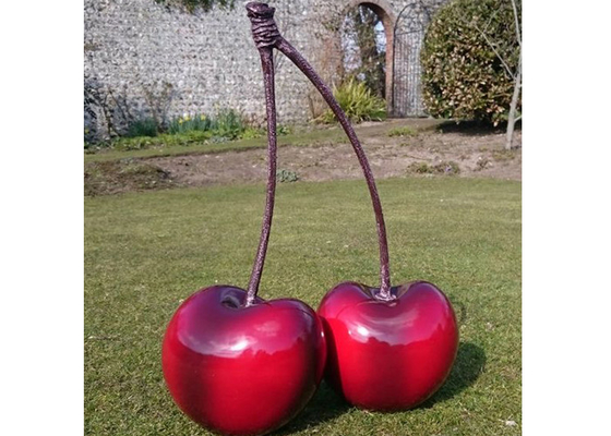 Patung Buah Besar yang Dicat Patung Ceri Fiberglass Luar Ruangan Modern