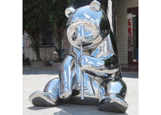 Harga yang bagus Cermin Dekorasi Plaza Patung Panda Stainless Steel Dengan Ukuran Tinggi 150cm on line