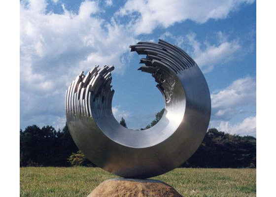 Harga yang bagus Ukuran Khusus Seni Logam Taman Modern Patung Lingkaran Stainless Steel on line