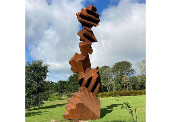 Seni Logam Disesuaikan Taman Dekoratif Corten Steel Stack Sculpture