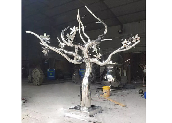 Harga yang bagus Desain Luar Ruangan Cermin Logam Abstrak Patung Pohon Stainless Steel on line