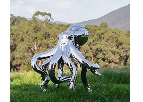 Patung Gurita Stainless Steel Cermin Kontemporer Dengan Ukuran Tinggi 180cm