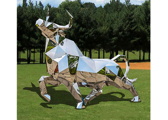 Dekorasi Taman Patung Banteng Stainless Steel Dipoles Dengan Ukuran Panjang 180cm