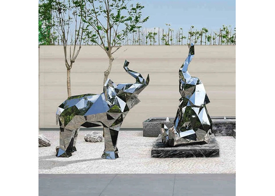 Patung Gajah Cermin Stainless Steel Untuk Dekorasi Taman Kontemporer