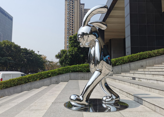 Harga yang bagus Dekorasi Taman Kontemporer Patung Kelinci Stainless Steel on line