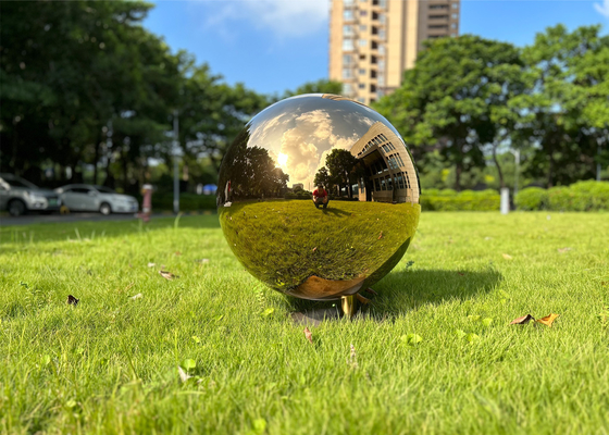 Emas Cermin Sculpture Bola Stainless Steel Untuk Dekorasi Taman