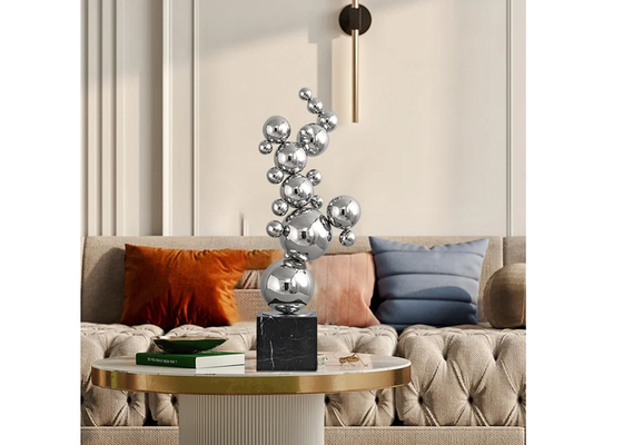 Sculpture bola stainless steel yang dipoles untuk dekorasi taman atau rumah
