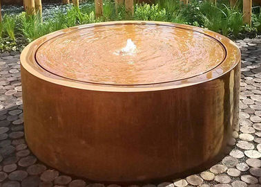 Harga yang bagus Penempaan Teknik Corten Steel Water Table, Metal Yard Art Round Water Table on line
