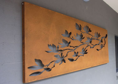 Harga yang bagus Laser Cut Corten Steel Metal Wall Art Pohon Dan Pagar Untuk Outdoor / Indoor on line
