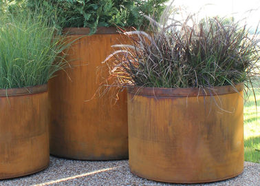 Harga yang bagus Landscape Rusty Putaran Corten Steel Planters Box Untuk Plaza Waterproof on line